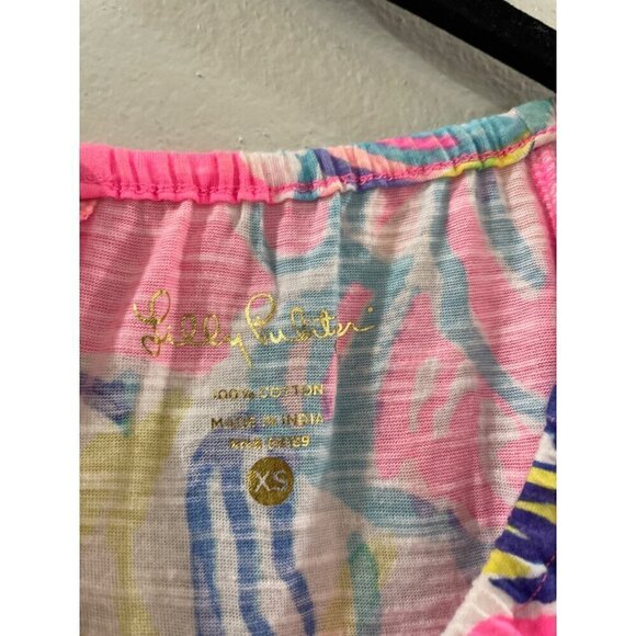 Lilly Pulitzer Beach Dress Womens Blouse Tunic Alia scoop Neck Fringe multicolor - Picture 4 of 7